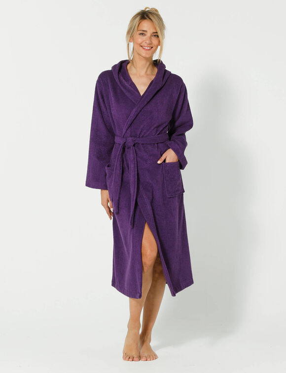 Peignoir mixte adulte col capuche "sèche-vite" (violet) Peignoir mixte adulte col capuche "sèche-vite" (violet)